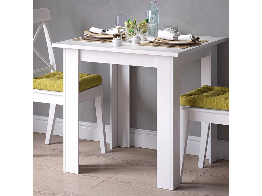 Table de salle à manger blanc 80x80x76.6 karlos