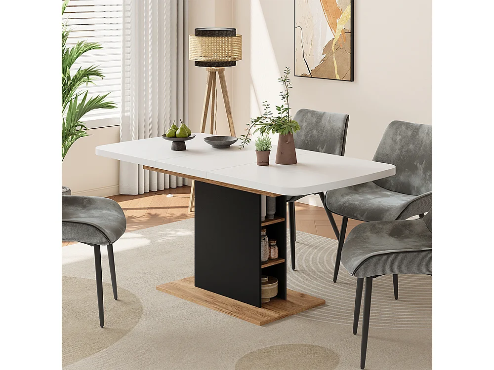 Table de salle à manger chêne blanc/force de lor 120x80x77.3 fenaro