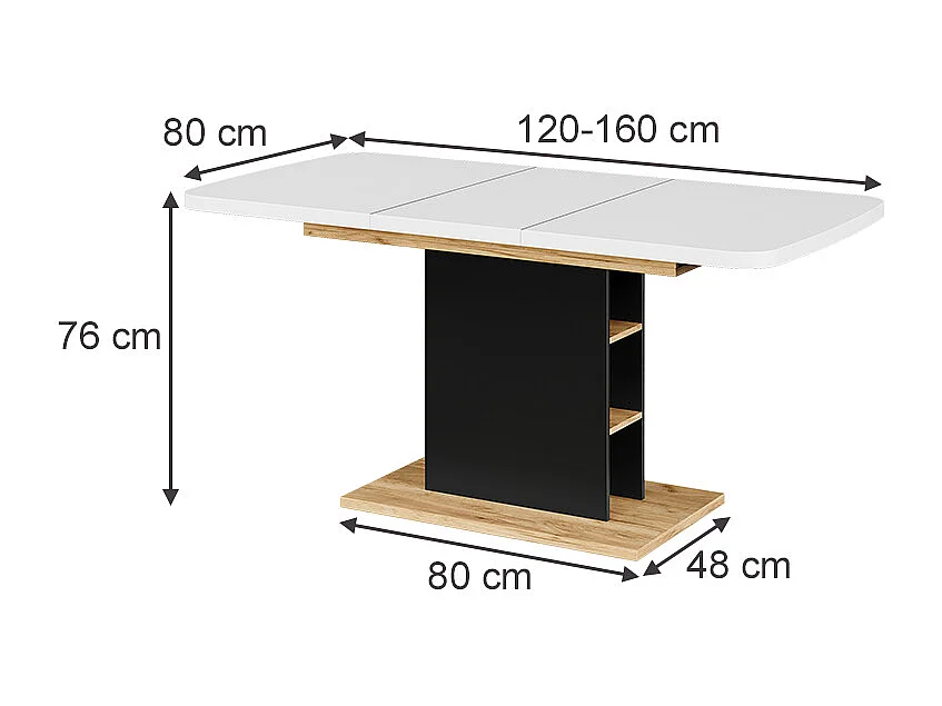 Eettafel eik wit/goud 120x80x77.3 fenaro