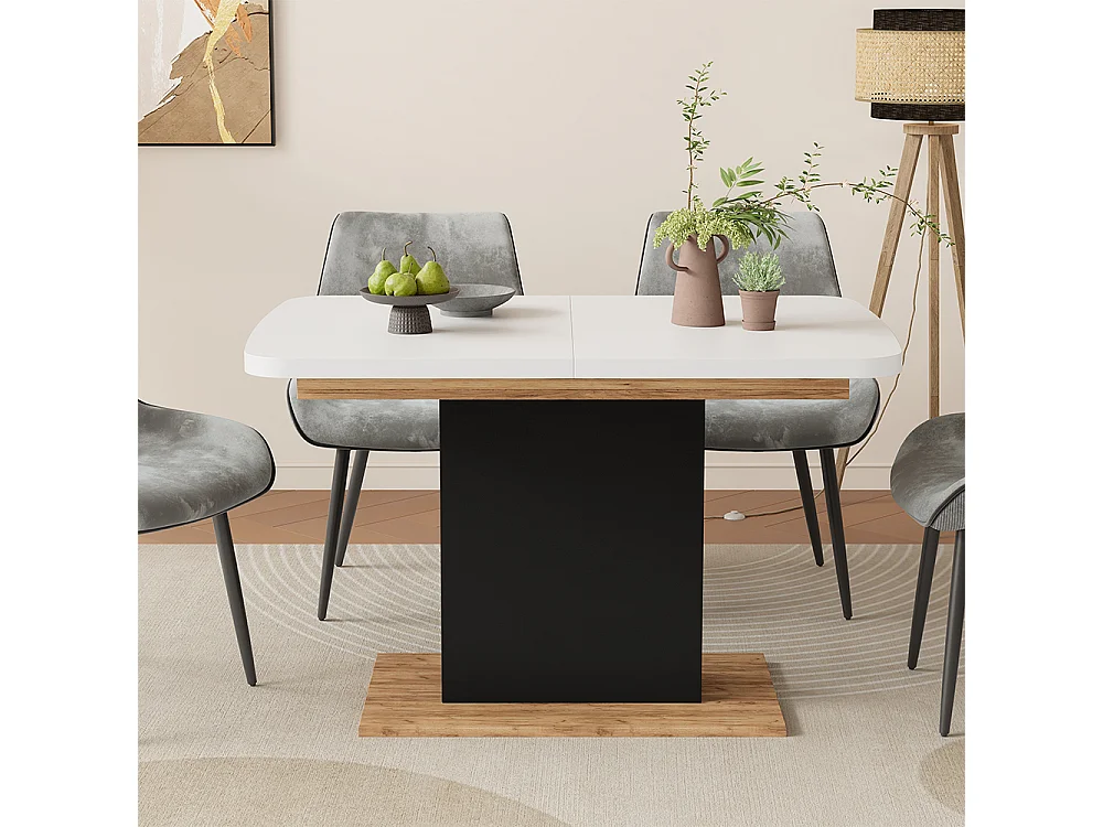 Eettafel eik wit/goud 120x80x77.3 fenaro