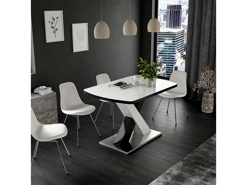 table de salle à manger noir/blanc 120x80x76 chinto