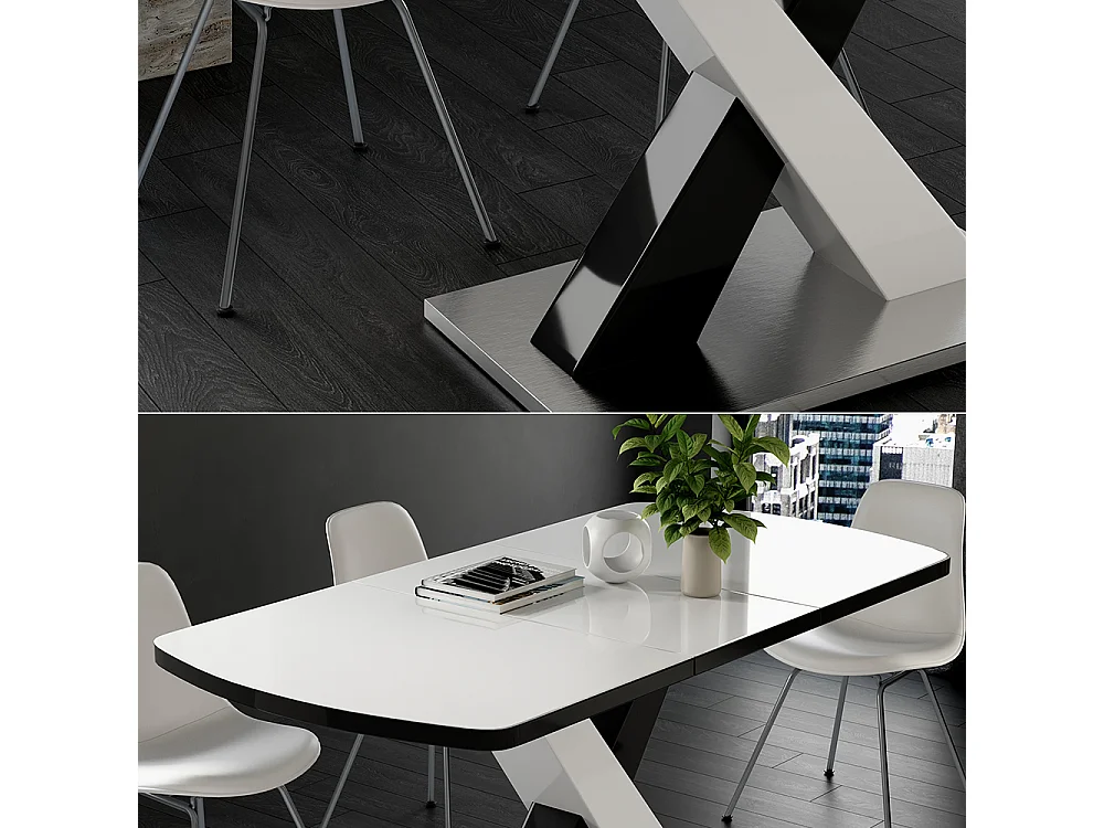 table de salle à manger noir/blanc 120x80x76 chinto