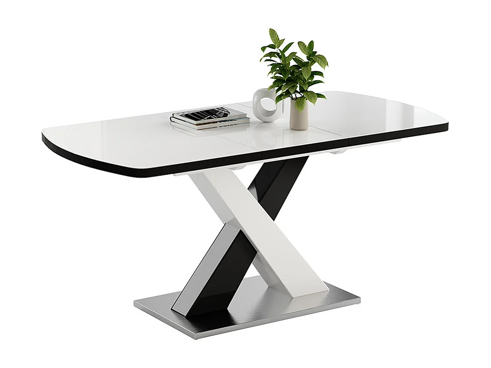 table de salle à manger noir/blanc 120x80x76 chinto