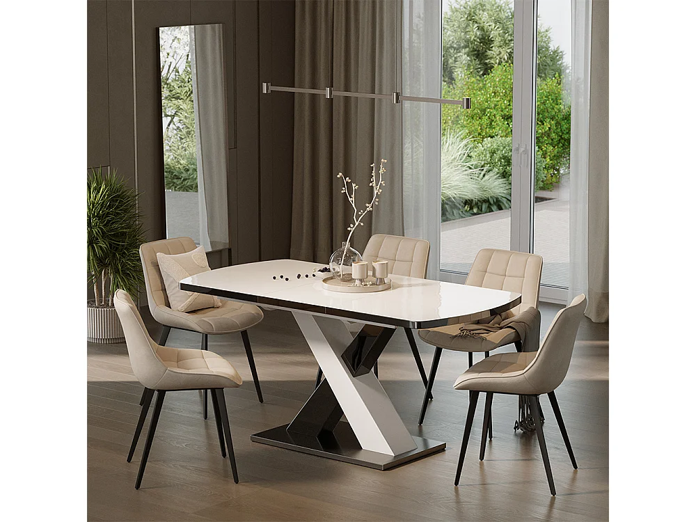 Tavolo da pranzo nero/bianco 120x80x76 chinto