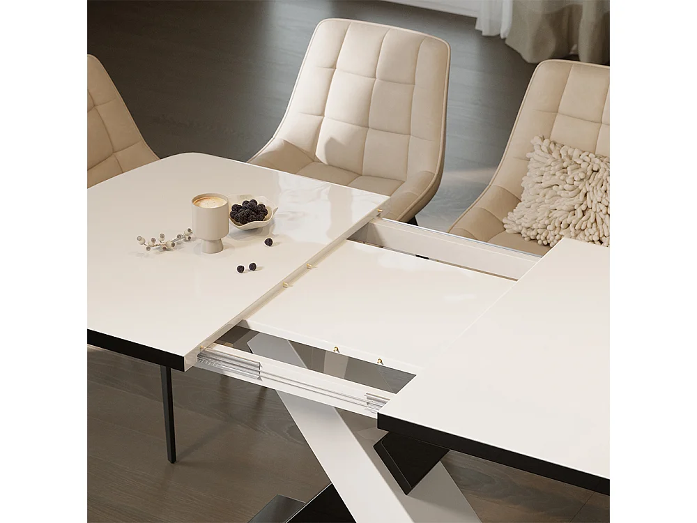 Tavolo da pranzo nero/bianco 120x80x76 chinto
