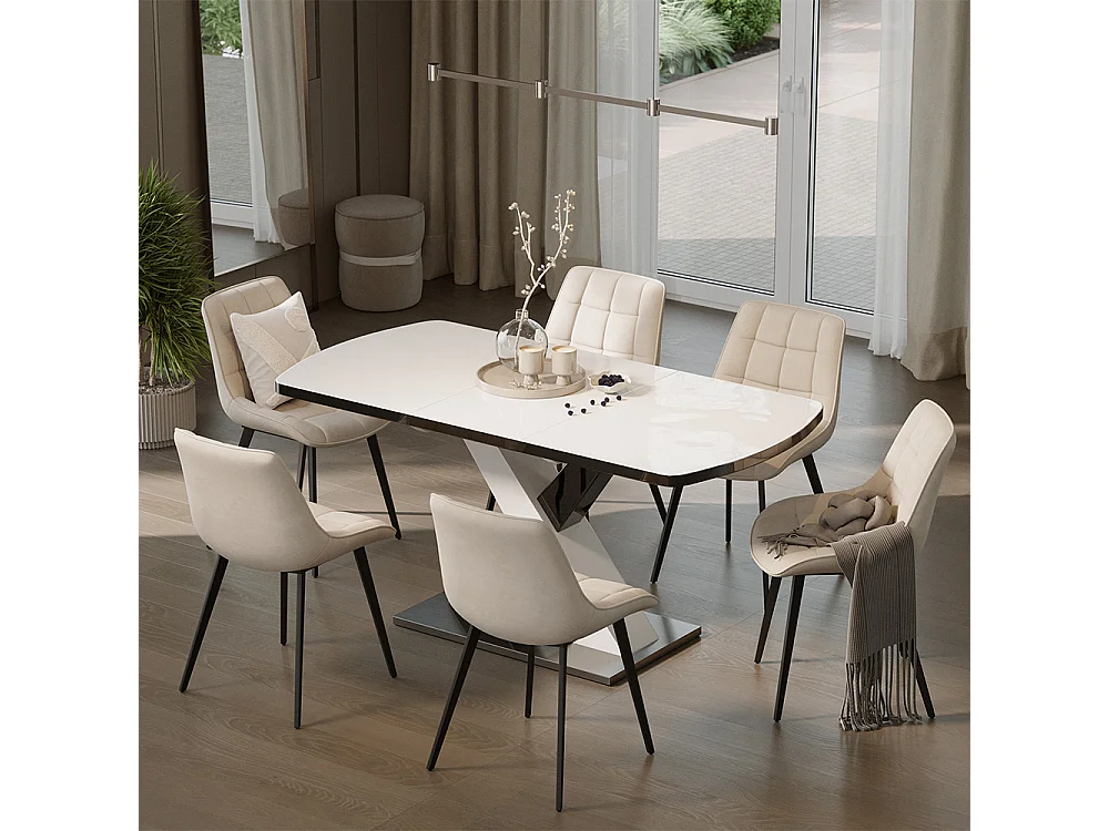 Tavolo da pranzo nero/bianco 120x80x76 chinto