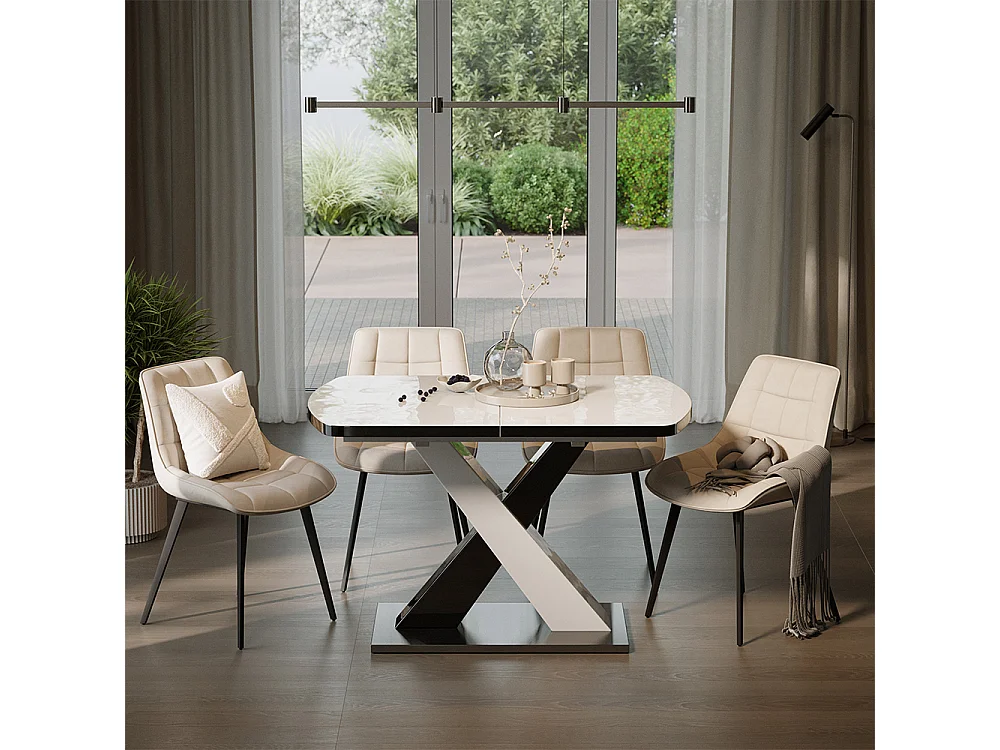 Tavolo da pranzo nero/bianco 120x80x76 chinto