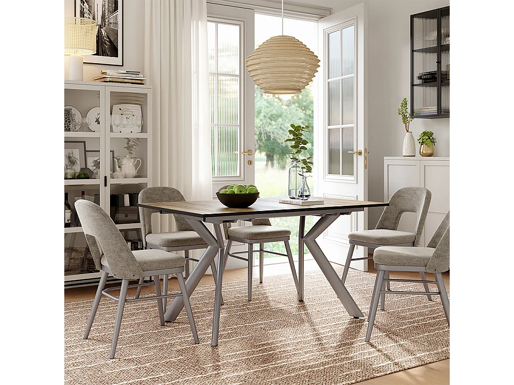 Table de salle à manger chêne rustique/gris 140x90x76 trill