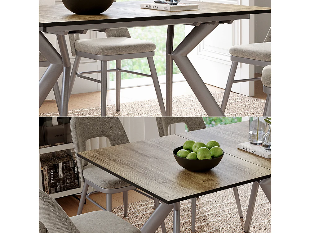 Table de salle à manger chêne rustique/gris 140x90x76 trill