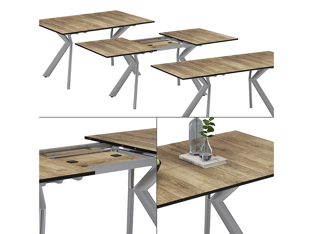 Table de salle à manger chêne rustique/gris 140x90x76 trill