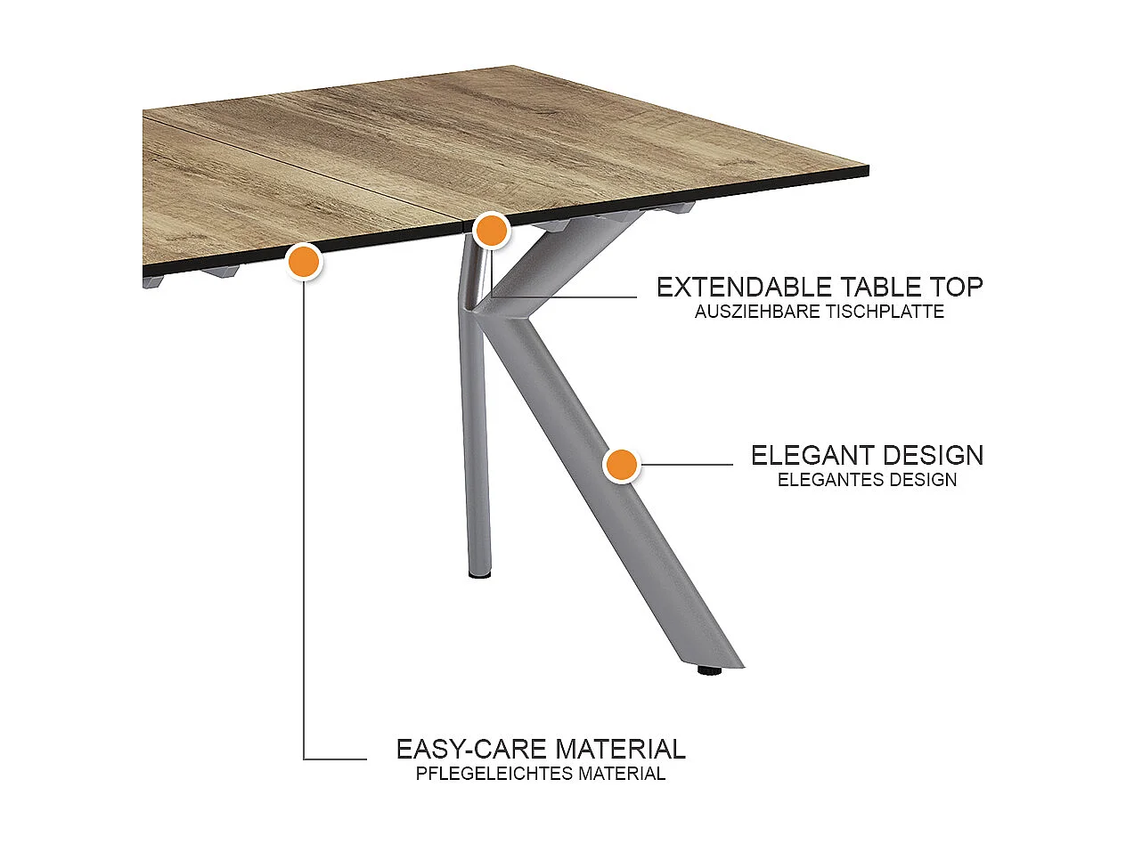 Table de salle à manger chêne rustique/gris 140x90x76 trill