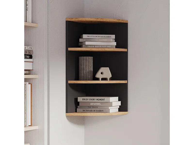 Hoekplank antraciet/gouden eik 30x30x60 ecki