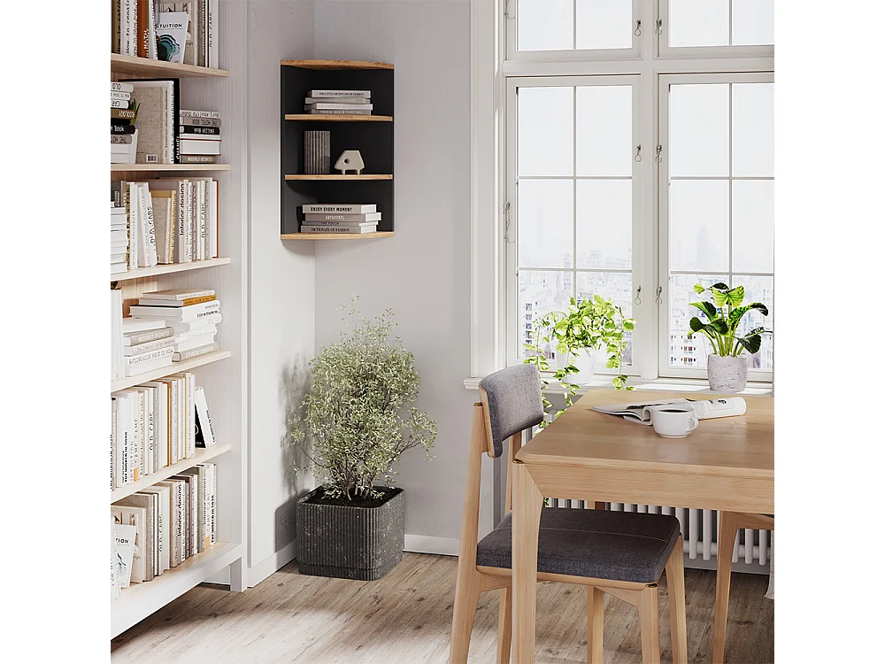 Corner shelf anthracite/golden oak 30x30x60 ecki