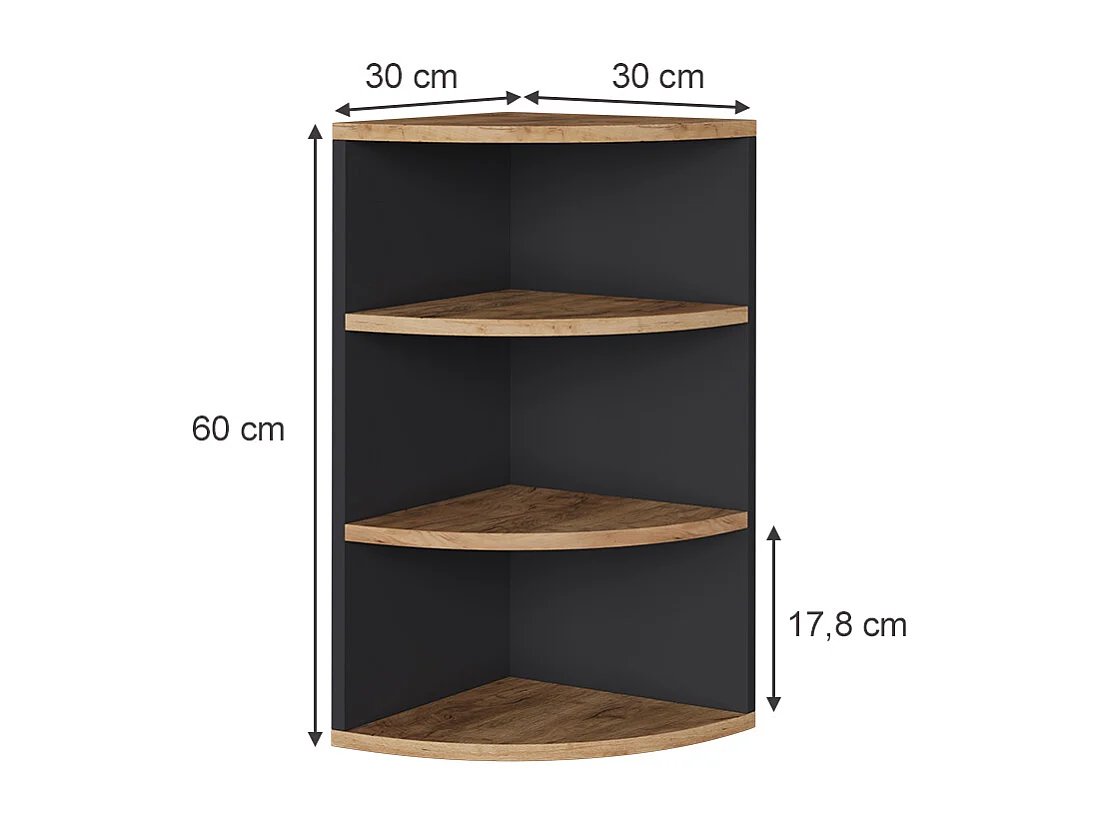 Corner shelf anthracite/golden oak 30x30x60 ecki