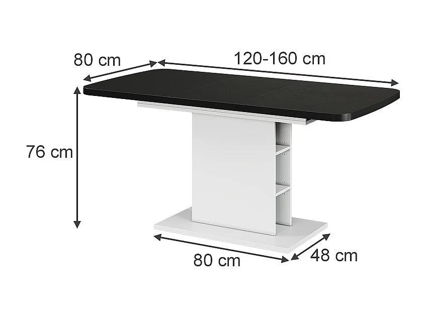 Table de salle à manger noir/blanc 120x80x77.3 fenaro