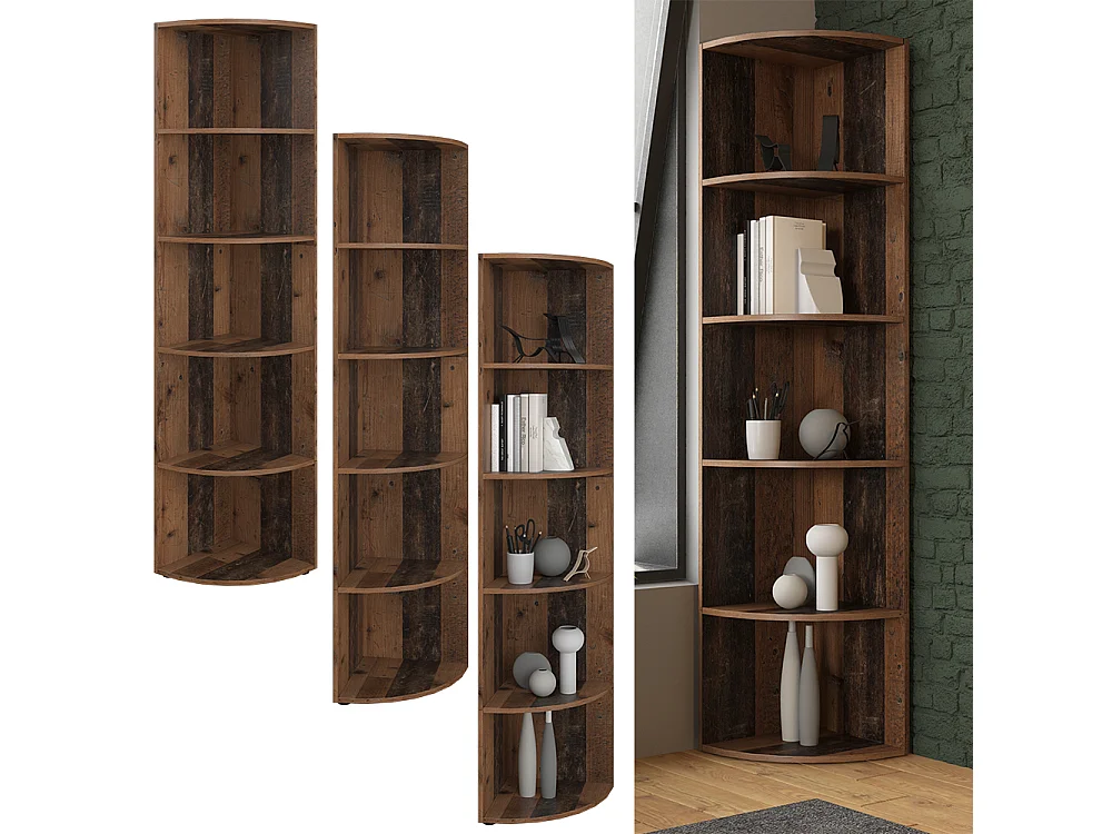 Corner shelf antique wood 40x40x180 ecki