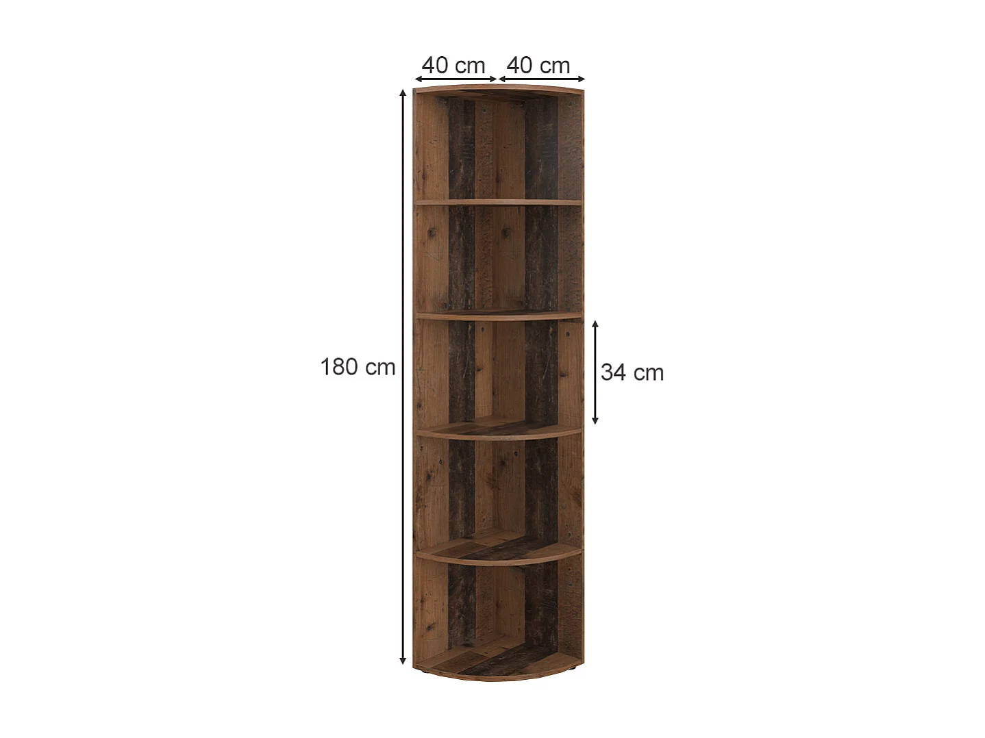 Corner shelf antique wood 40x40x180 ecki