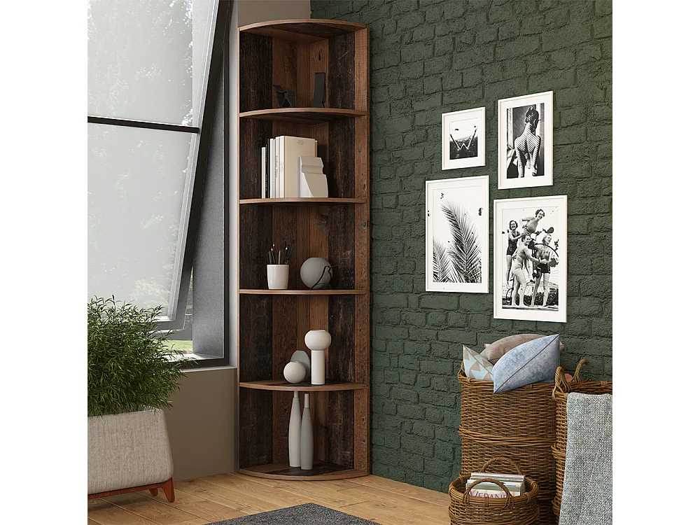 Corner shelf antique wood 40x40x180 ecki