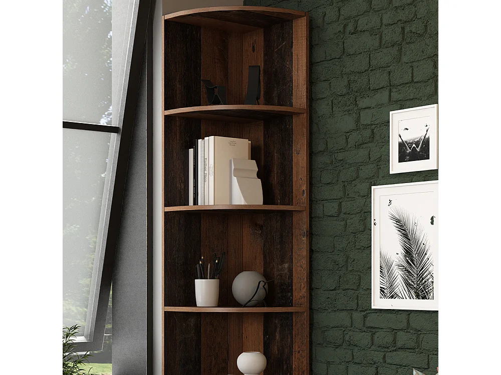 Corner shelf antique wood 40x40x180 ecki