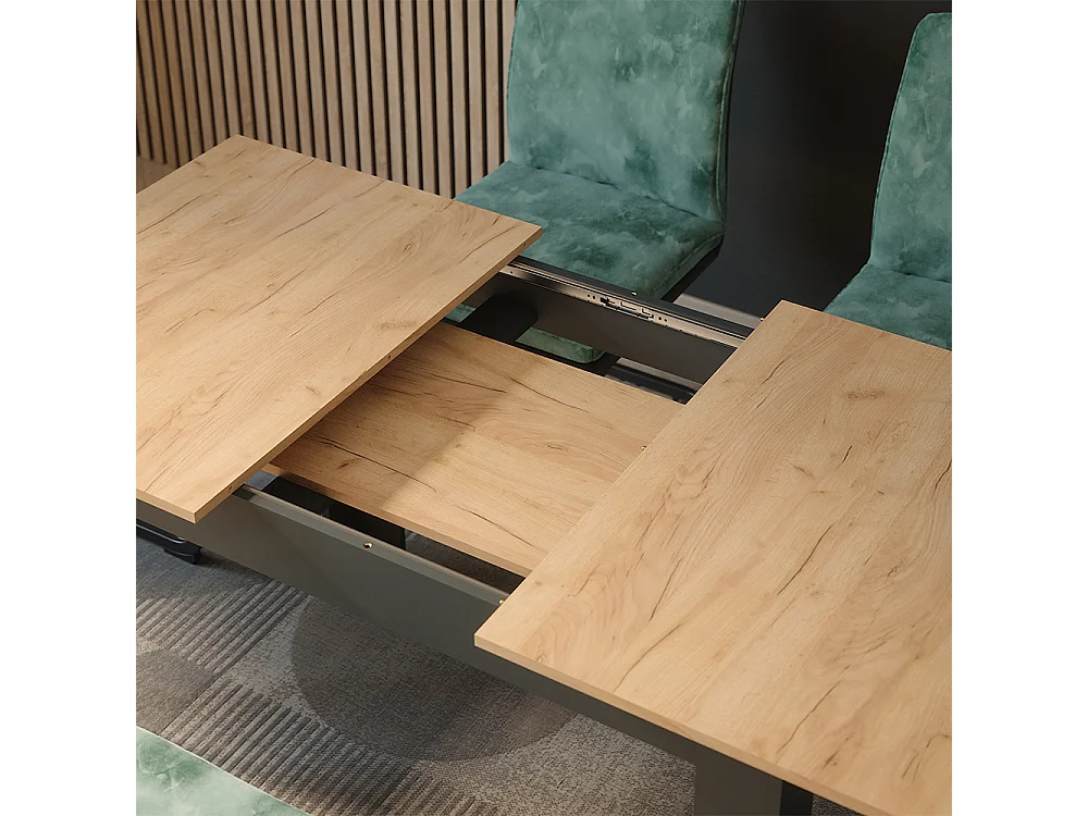 Table de salle à manger anthracite/chêne doré 160x80x76 repose