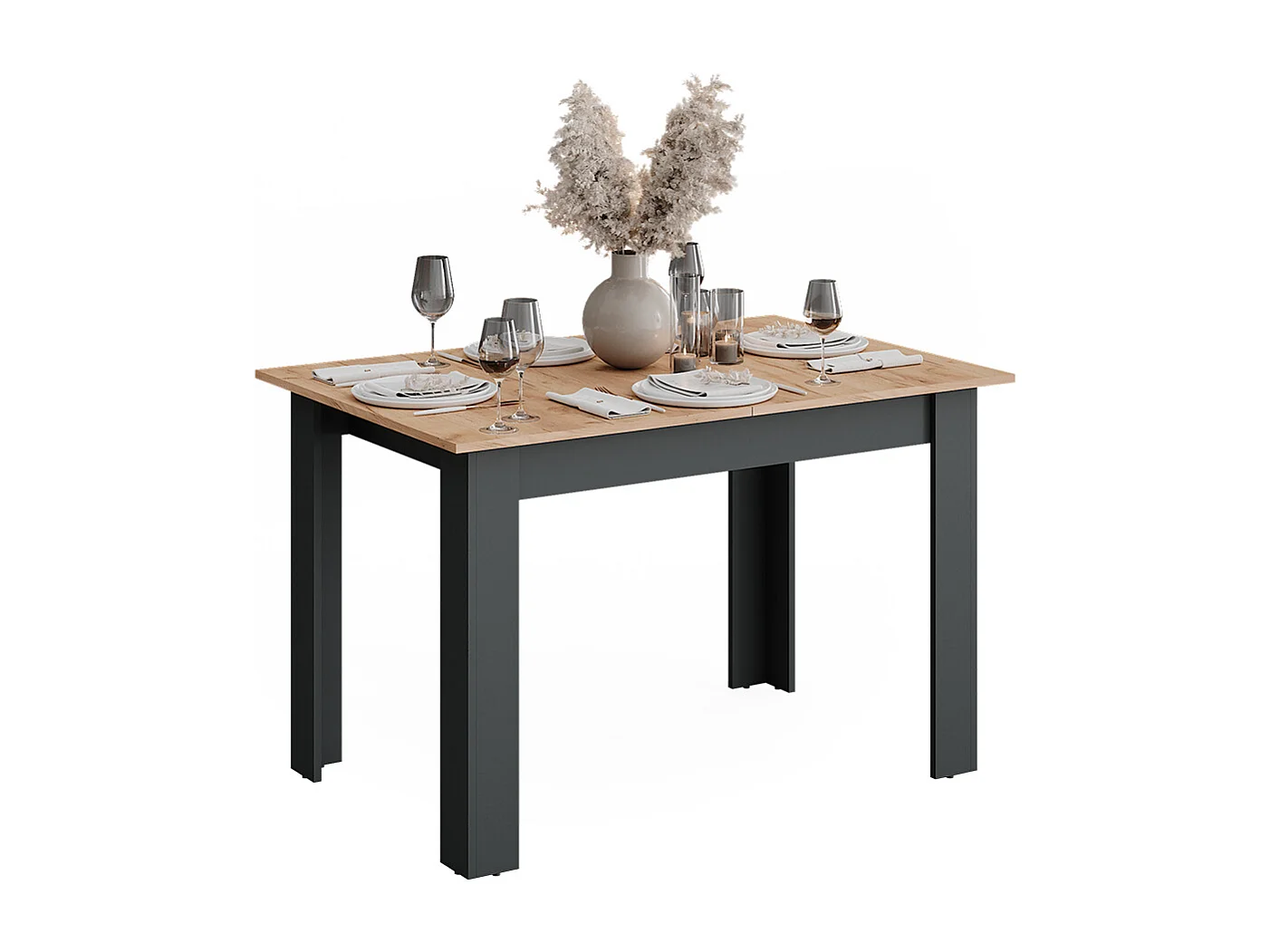 Table de salle à manger anthracite/chêne doré 160x80x76 repose