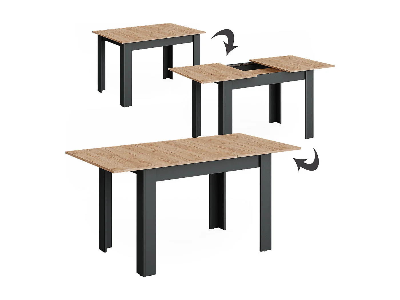 Table de salle à manger anthracite/chêne doré 160x80x76 repose