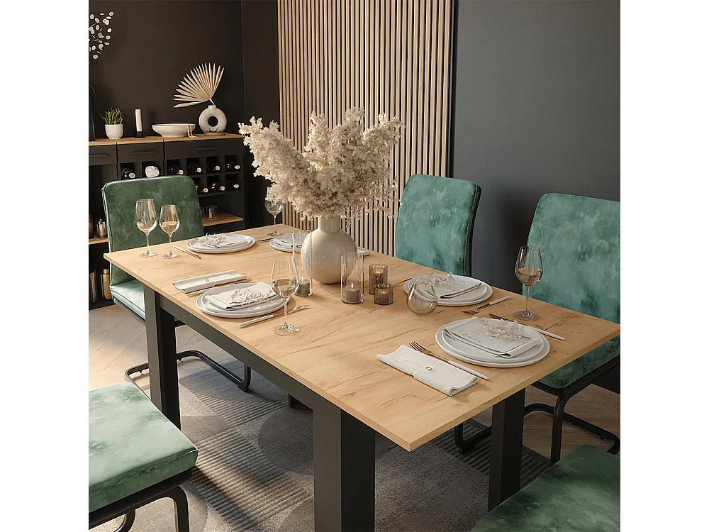 Table de salle à manger anthracite/chêne doré 160x80x76 repose