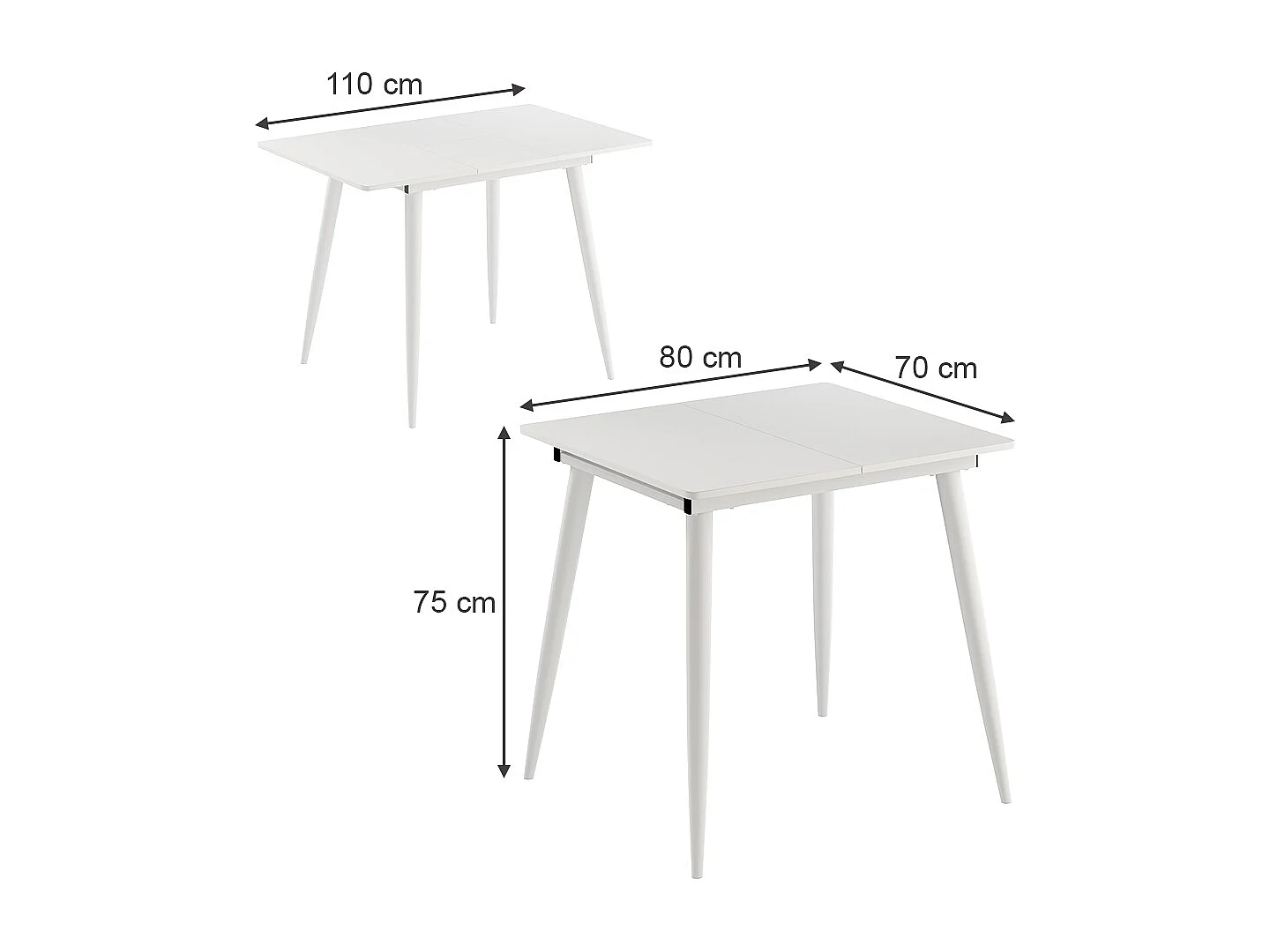 Table de salle à manger blanc 80x70x75 beaver