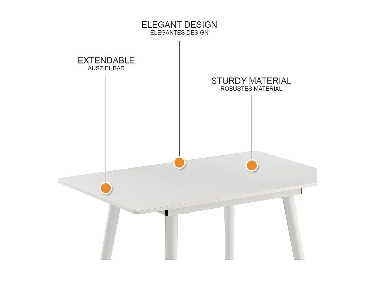 Table de salle à manger blanc 80x70x75 beaver