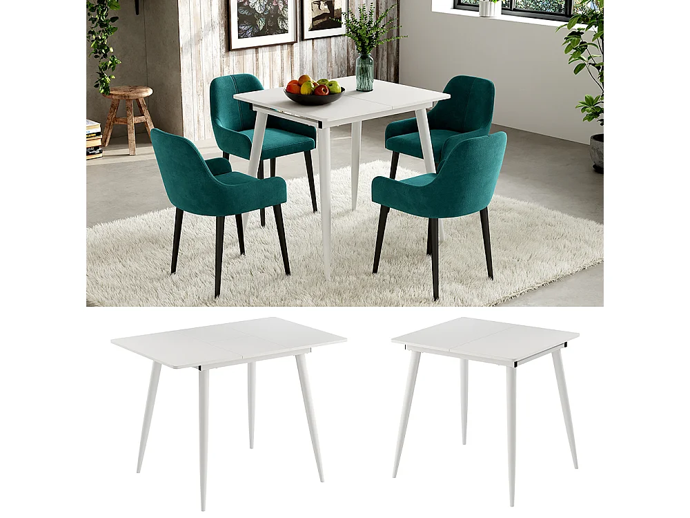 Table de salle à manger blanc 80x70x75 beaver