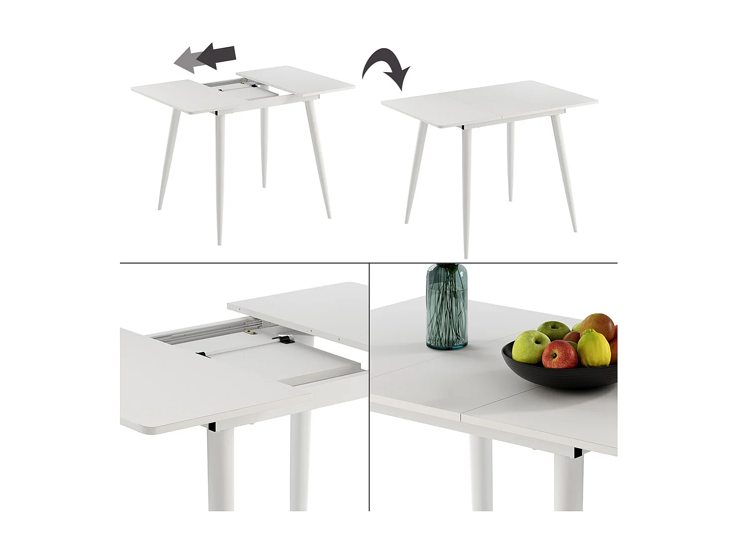 Table de salle à manger blanc 80x70x75 beaver