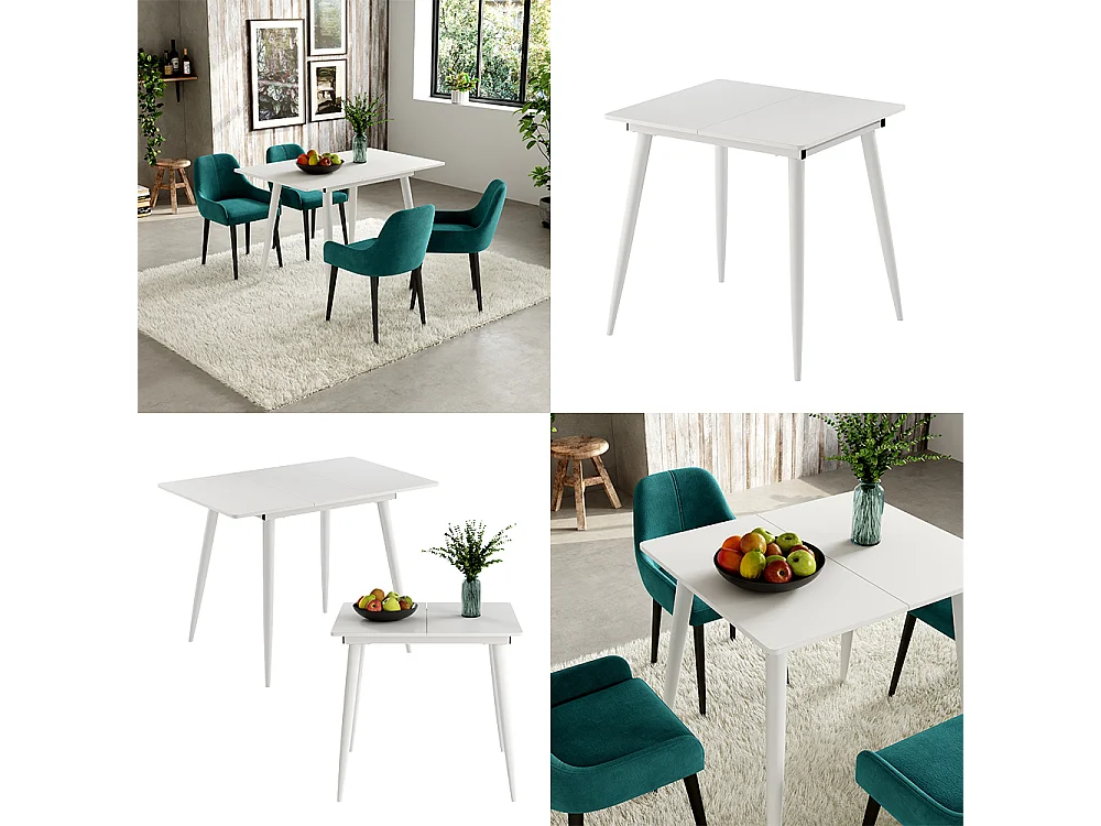 Table de salle à manger blanc 80x70x75 beaver