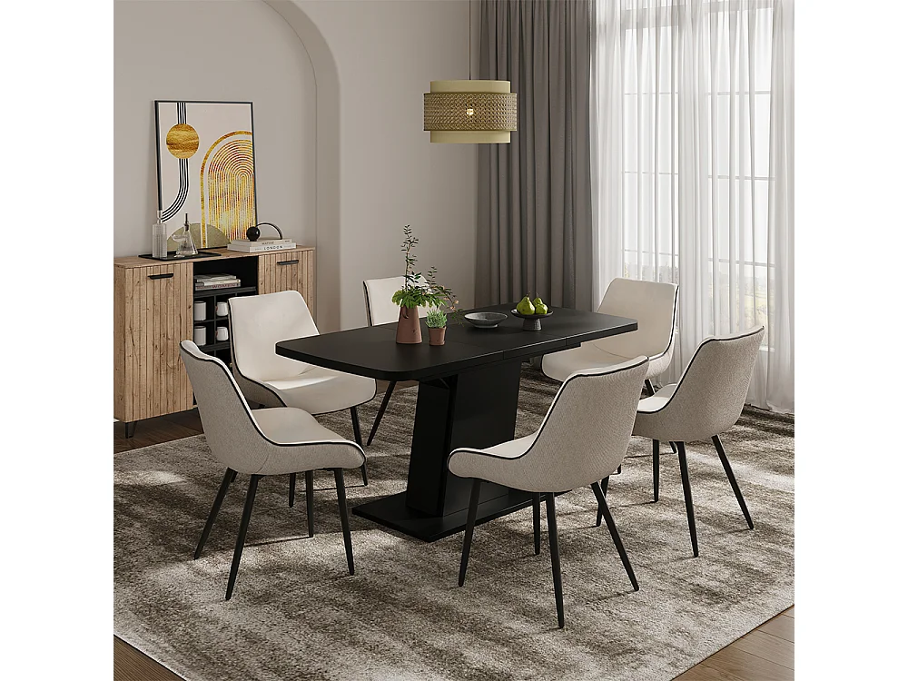 Eettafel zwart 120x80x77.3 fenaro