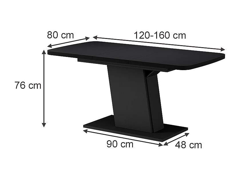Table de salle à manger noir 120x80x77.3 fenaro
