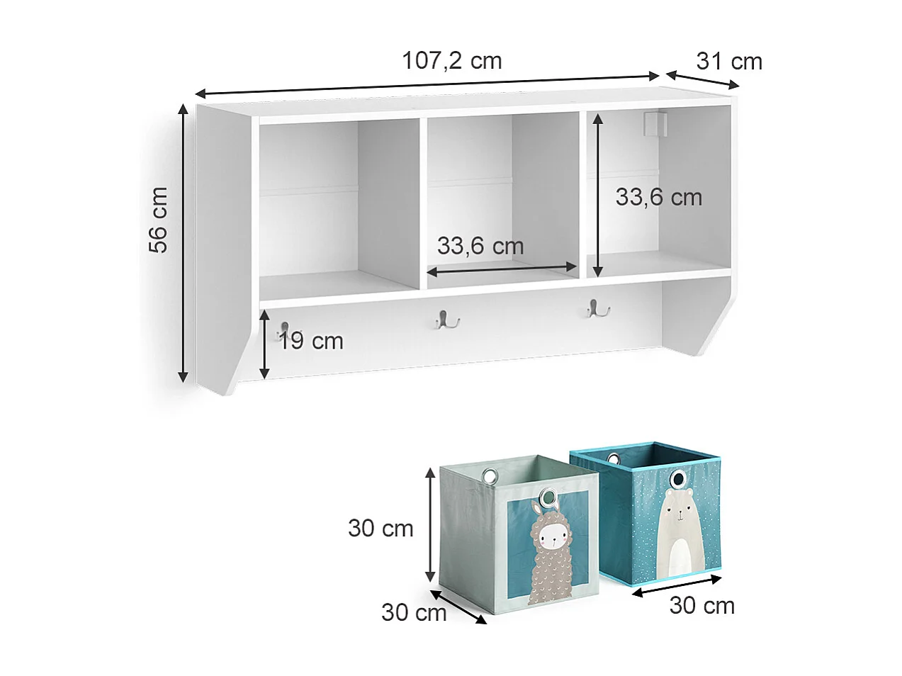 Étagère enfant blanc 31x107.2x56 luigi