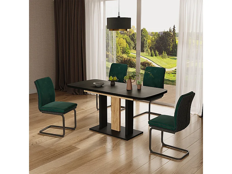 Table de salle à manger chêne noir/force de lor 120x80x77.3 fenaro