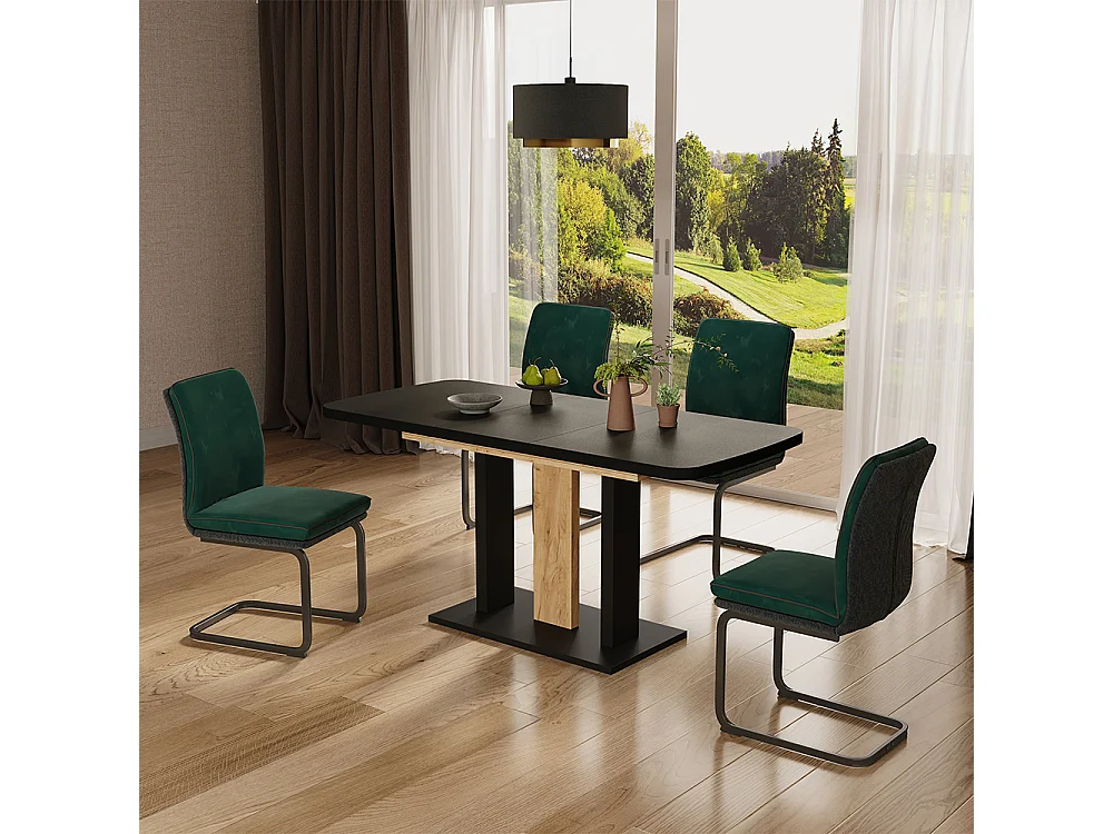 Table de salle à manger chêne noir/force de lor 120x80x77.3 fenaro