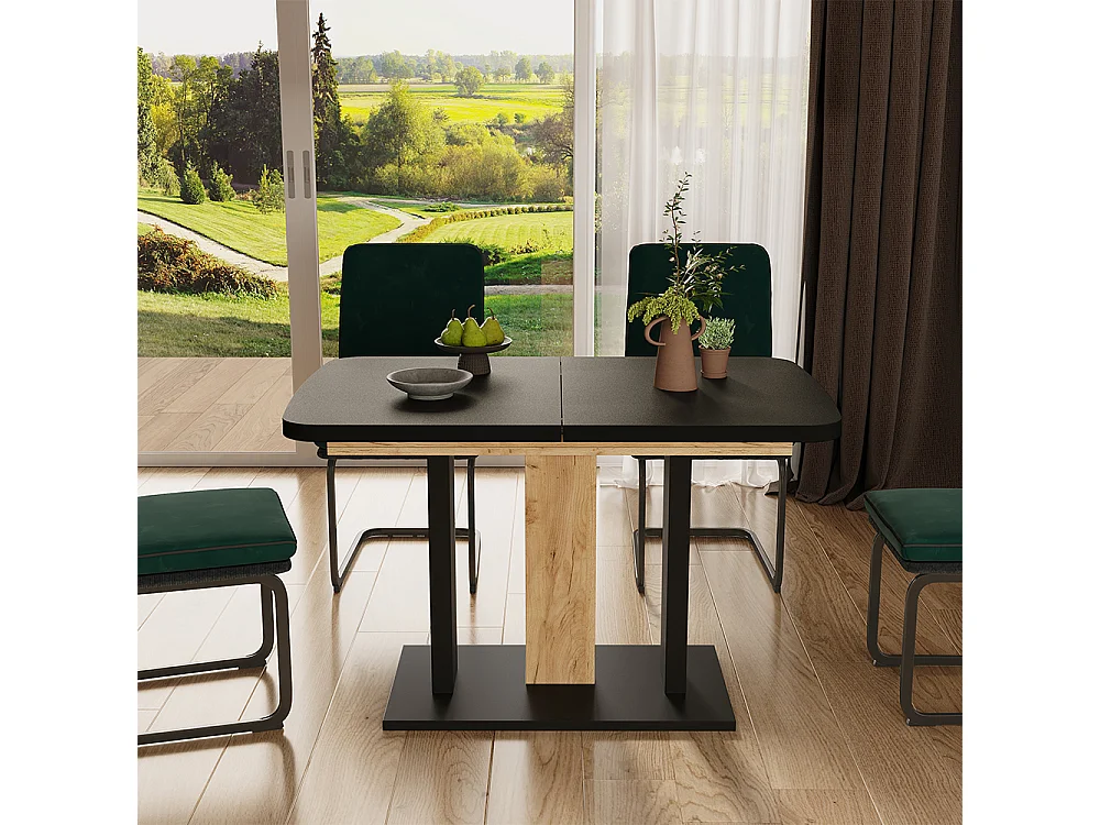 Table de salle à manger chêne noir/force de lor 120x80x77.3 fenaro