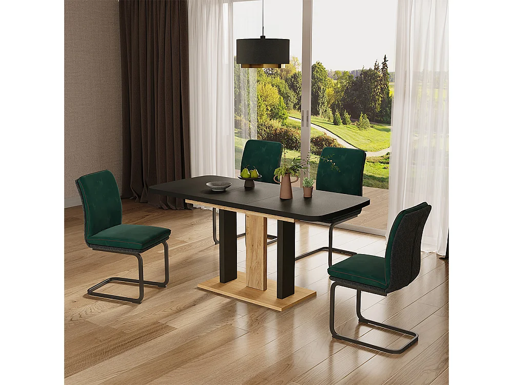 Table de salle à manger chêne noir/force de lor 120x80x77.3 fenaro