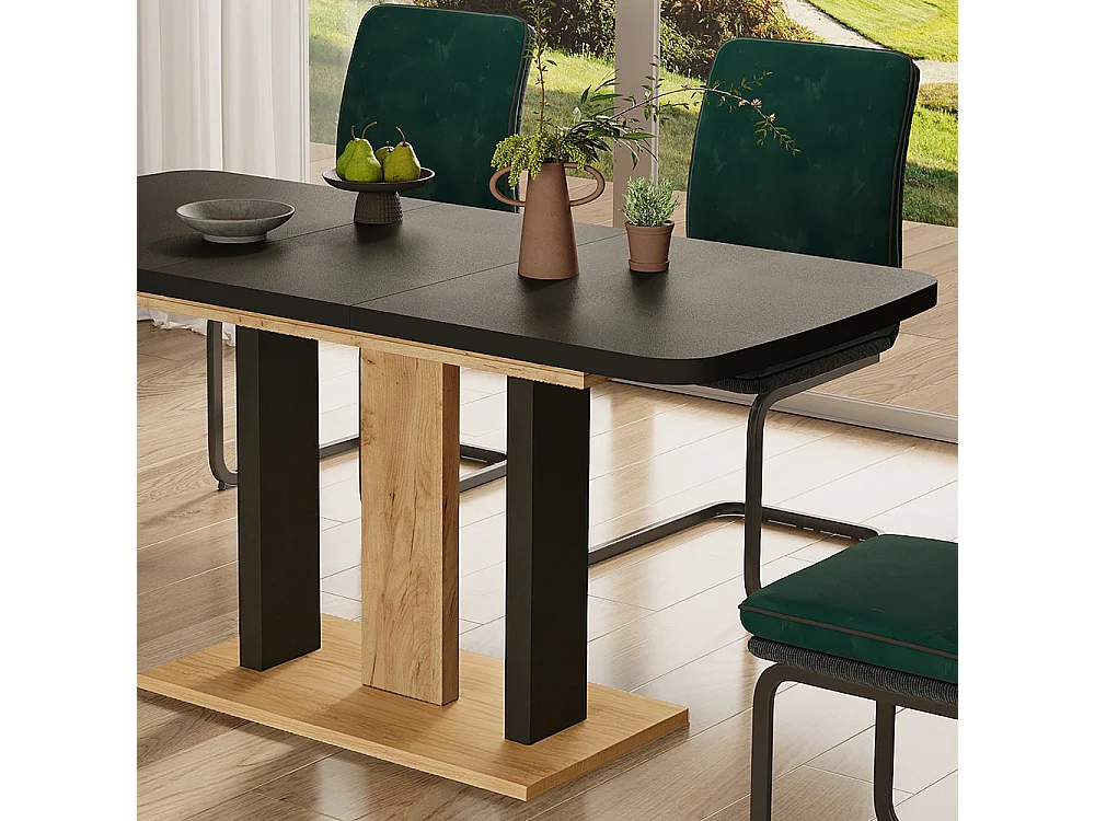 Table de salle à manger chêne noir/force de lor 120x80x77.3 fenaro