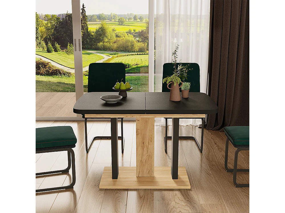 Table de salle à manger chêne noir/force de lor 120x80x77.3 fenaro