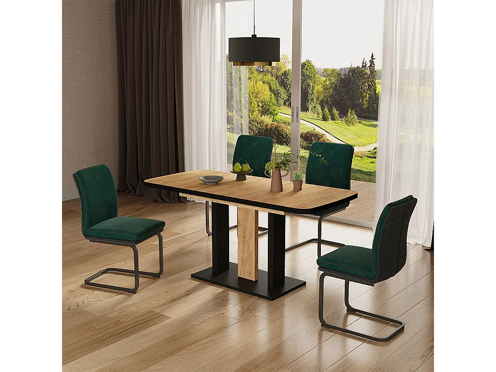 Table de salle à manger noir/chêne 120x80x77.3 fenaro