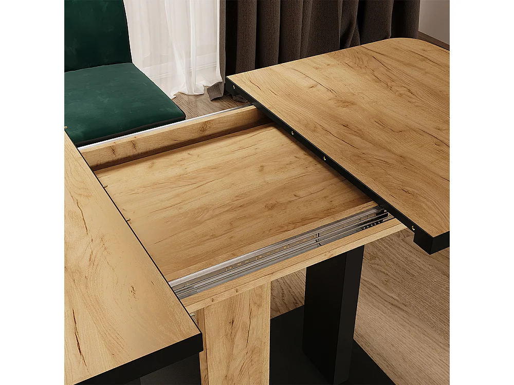 Table de salle à manger noir/chêne 120x80x77.3 fenaro