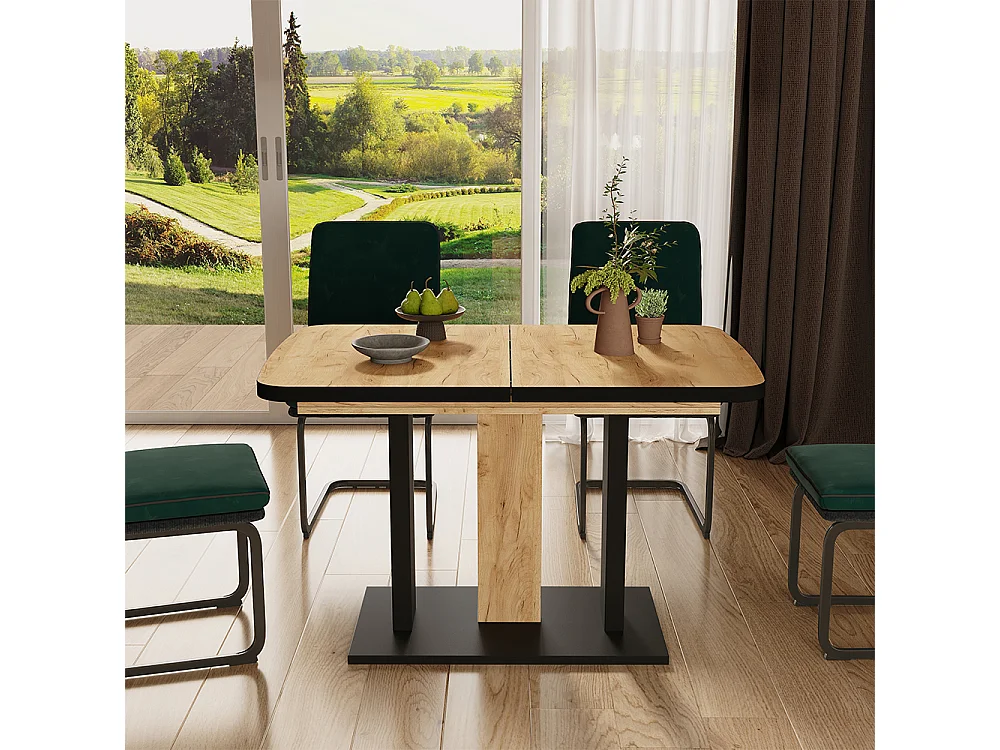 Table de salle à manger noir/chêne 120x80x77.3 fenaro