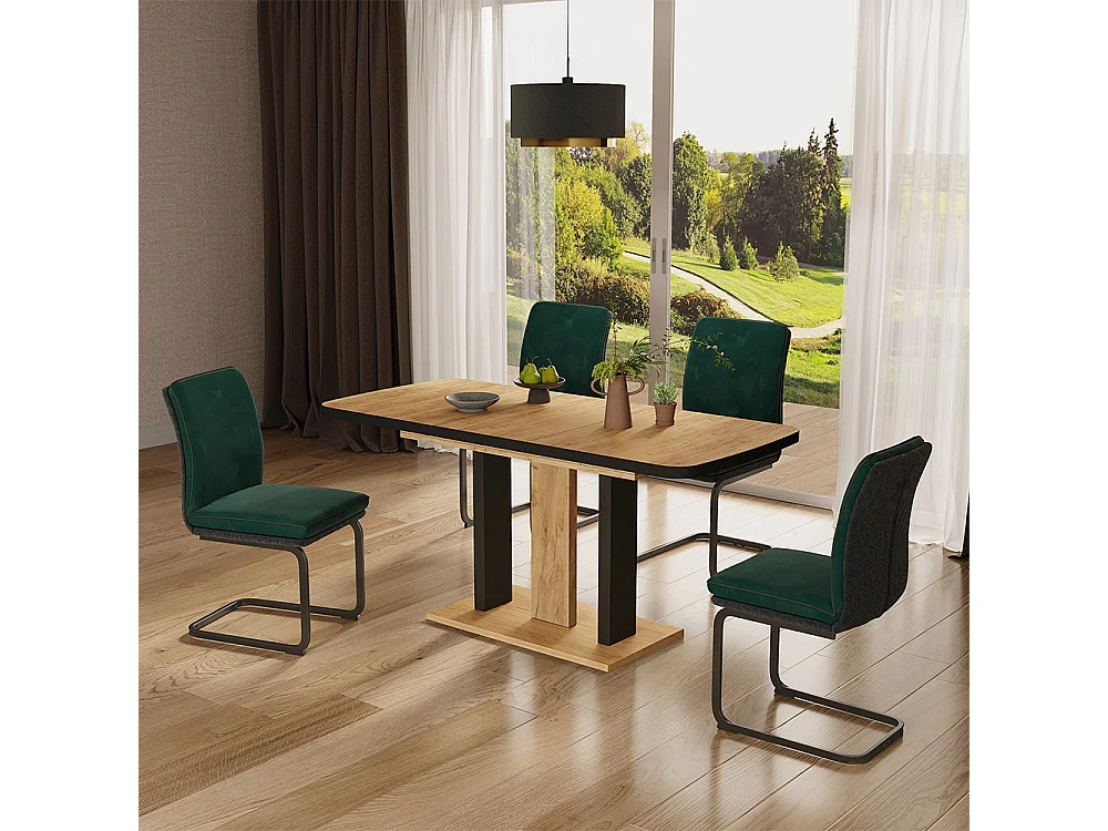 Table de salle à manger noir/chêne 120x80x77.3 fenaro