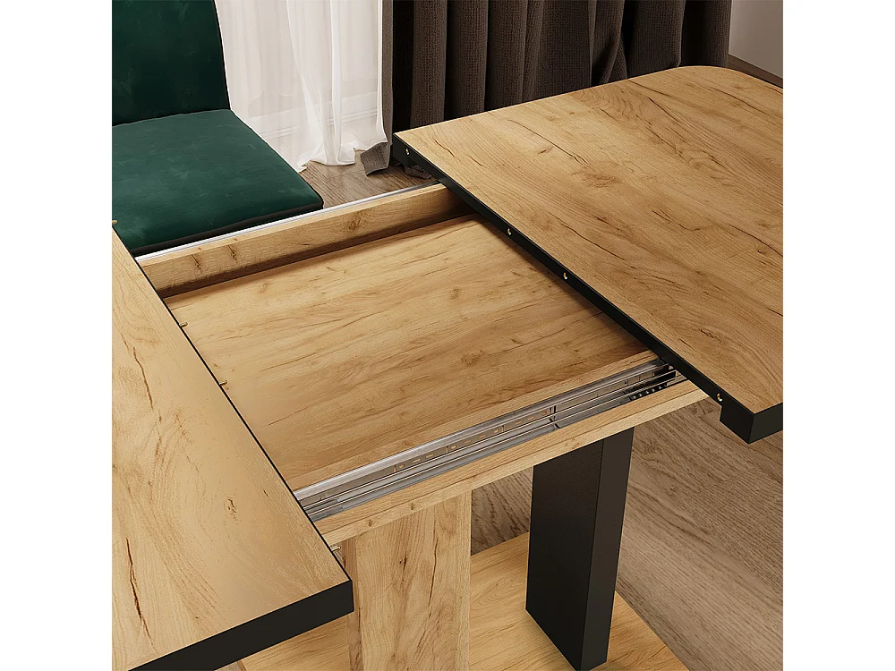 Table de salle à manger noir/chêne 120x80x77.3 fenaro