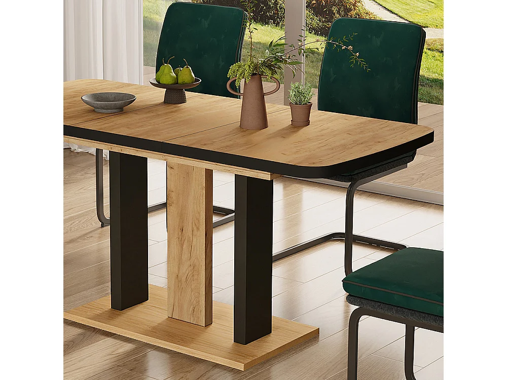 Table de salle à manger noir/chêne 120x80x77.3 fenaro