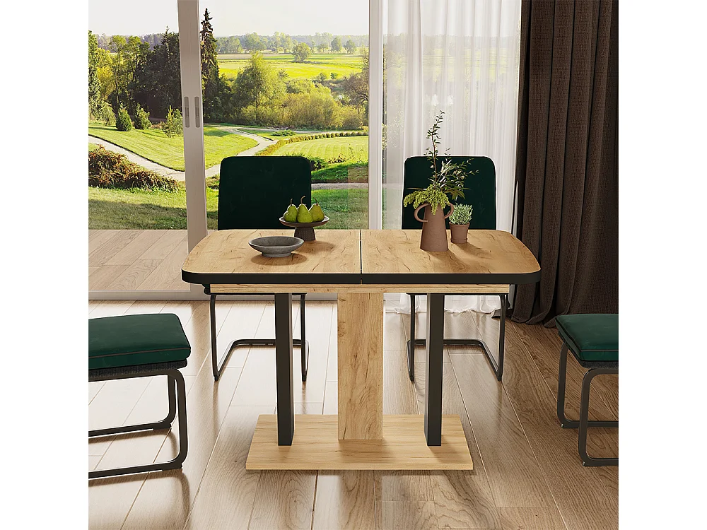 Table de salle à manger noir/chêne 120x80x77.3 fenaro