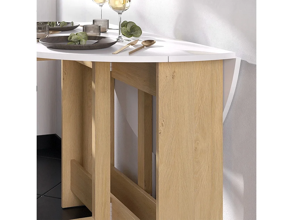 Table de salle à manger chêne doré/blanc 100x100x73 rondo