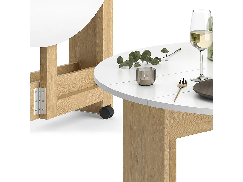 Table de salle à manger chêne doré/blanc 100x100x73 rondo